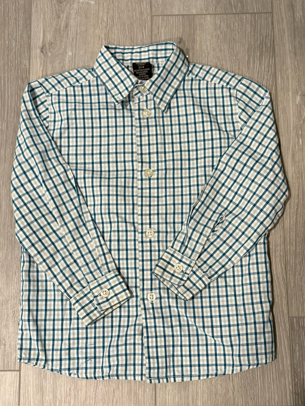 Dockers Teal and White Plaid Button-Down Shirt. Boys 4T